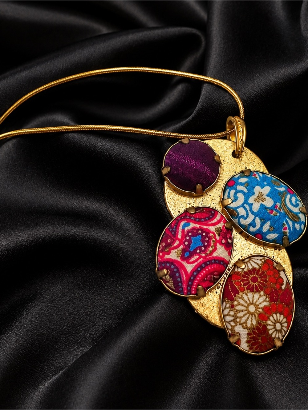 Upcycled Vintage Kenzo Pendant Necklace — Handmade Artistic Medallion